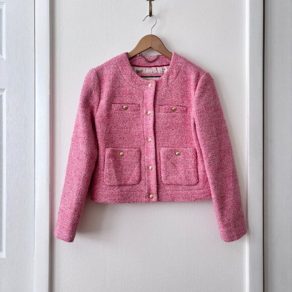 J. Crew Collection Cropped Lady Jacket in Italian Wool-blend Bouclé Pink - Picture 5 of 9